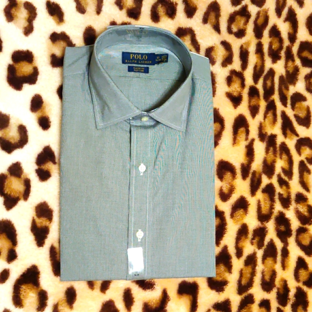 Ralph Lauren Gray Long Sleeve Button Down Shirt XL 17 34/35